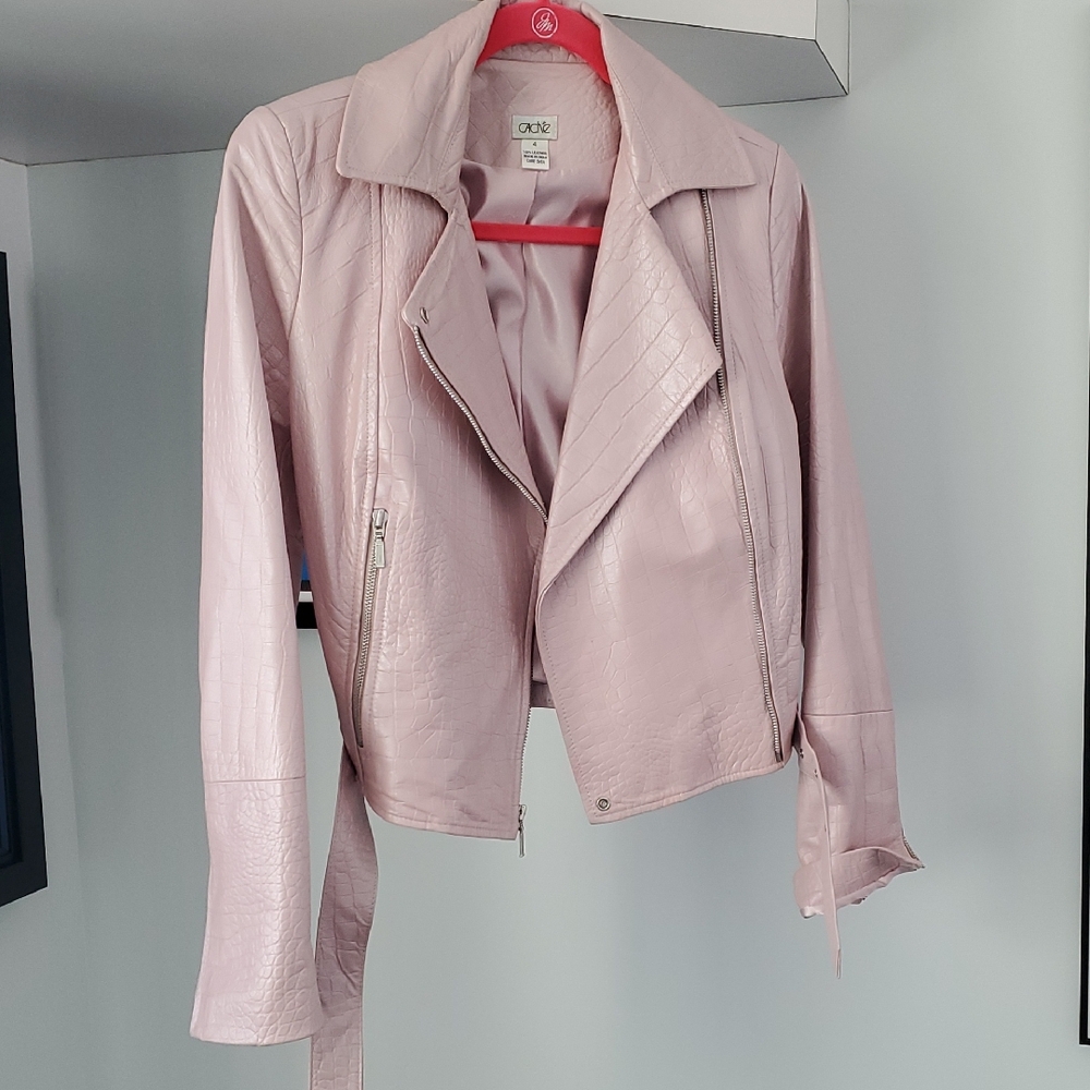 Cache Women's Light Pink Leather Jacket